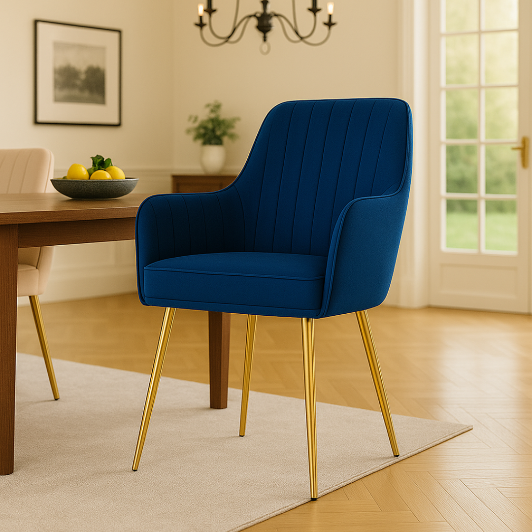 Wooden Twist Velour Modern Cafe Dining Chair Metal Legs