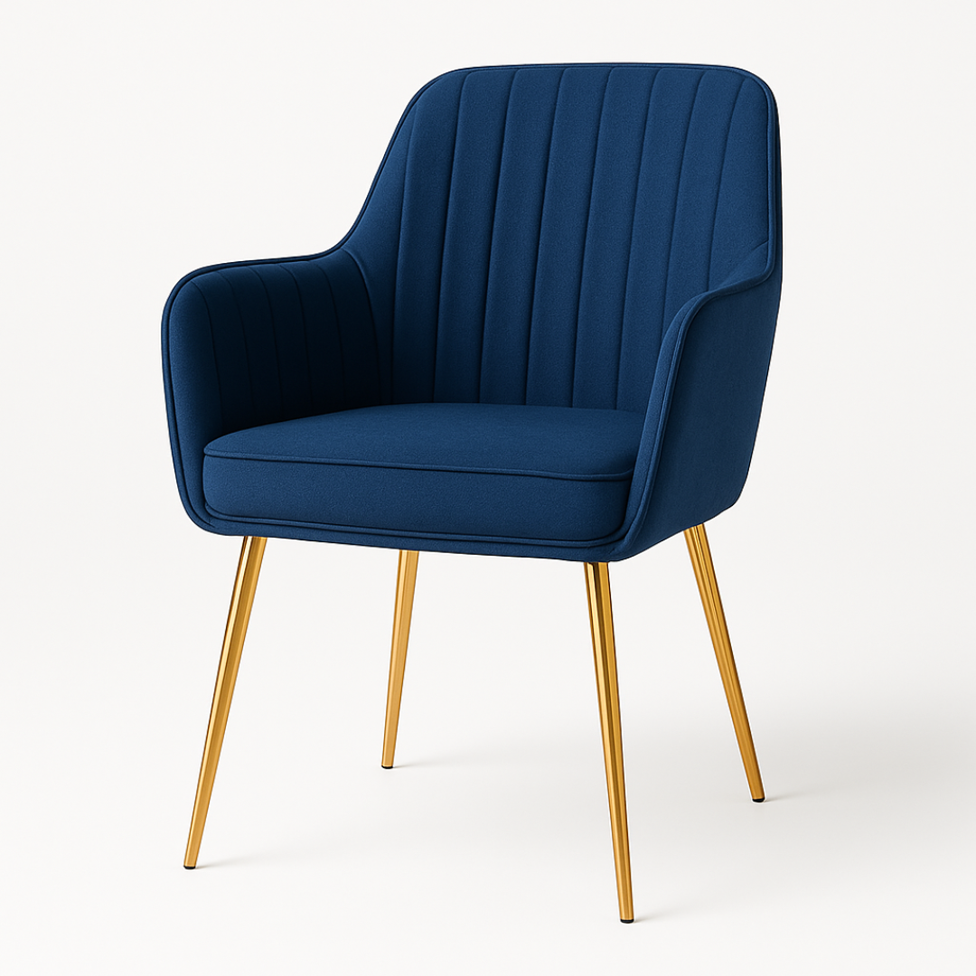 Wooden Twist Velour Modern Cafe Dining Chair Metal Legs