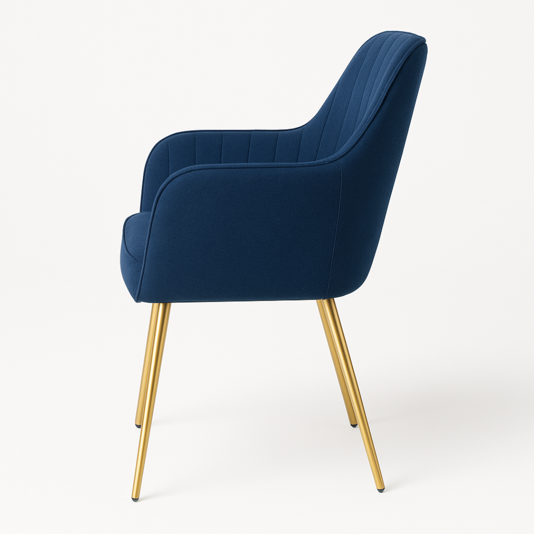 Wooden Twist Velour Modern Cafe Dining Chair Metal Legs