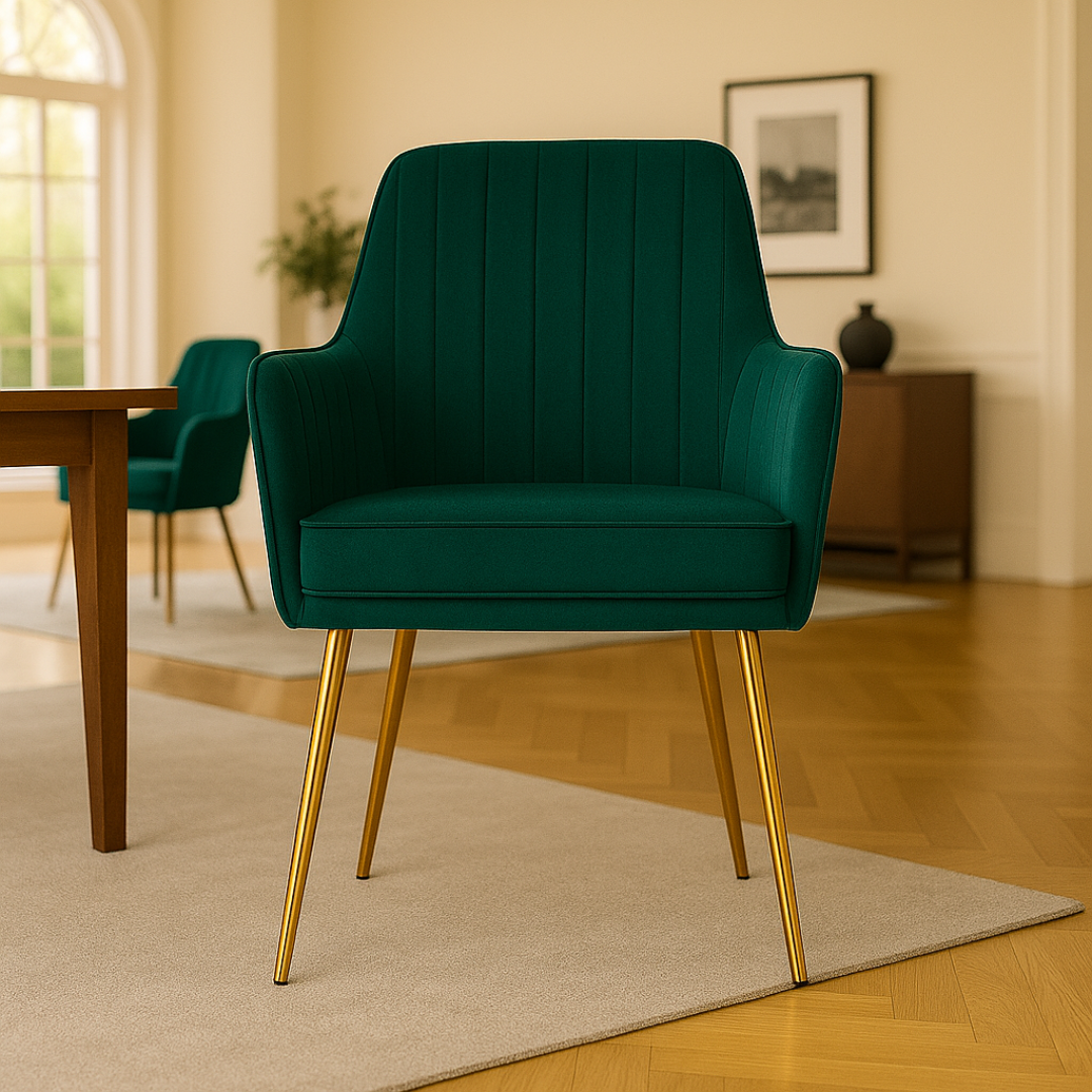 Wooden Twist Velour Modern Cafe Dining Chair Metal Legs