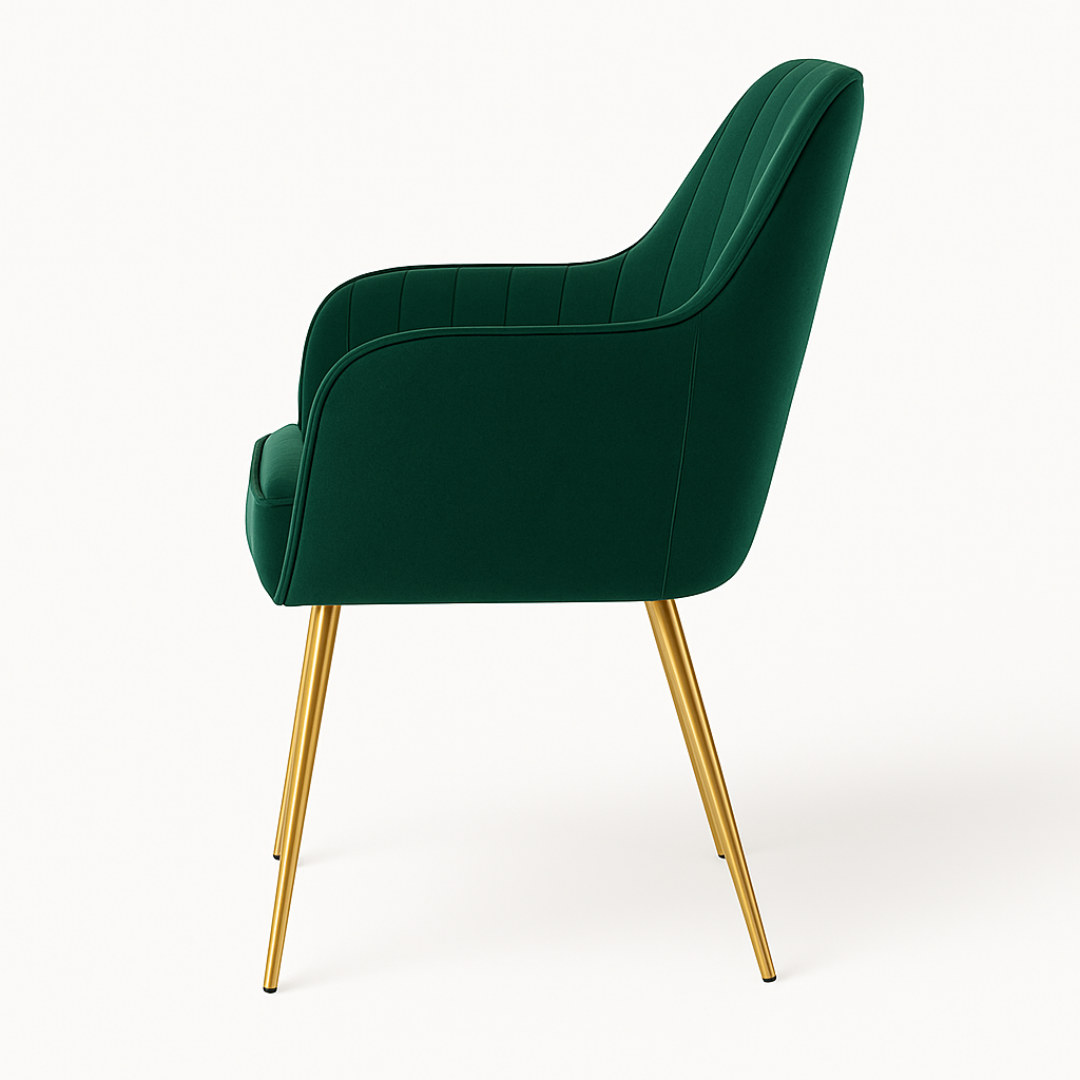 Wooden Twist Velour Modern Cafe Dining Chair Metal Legs