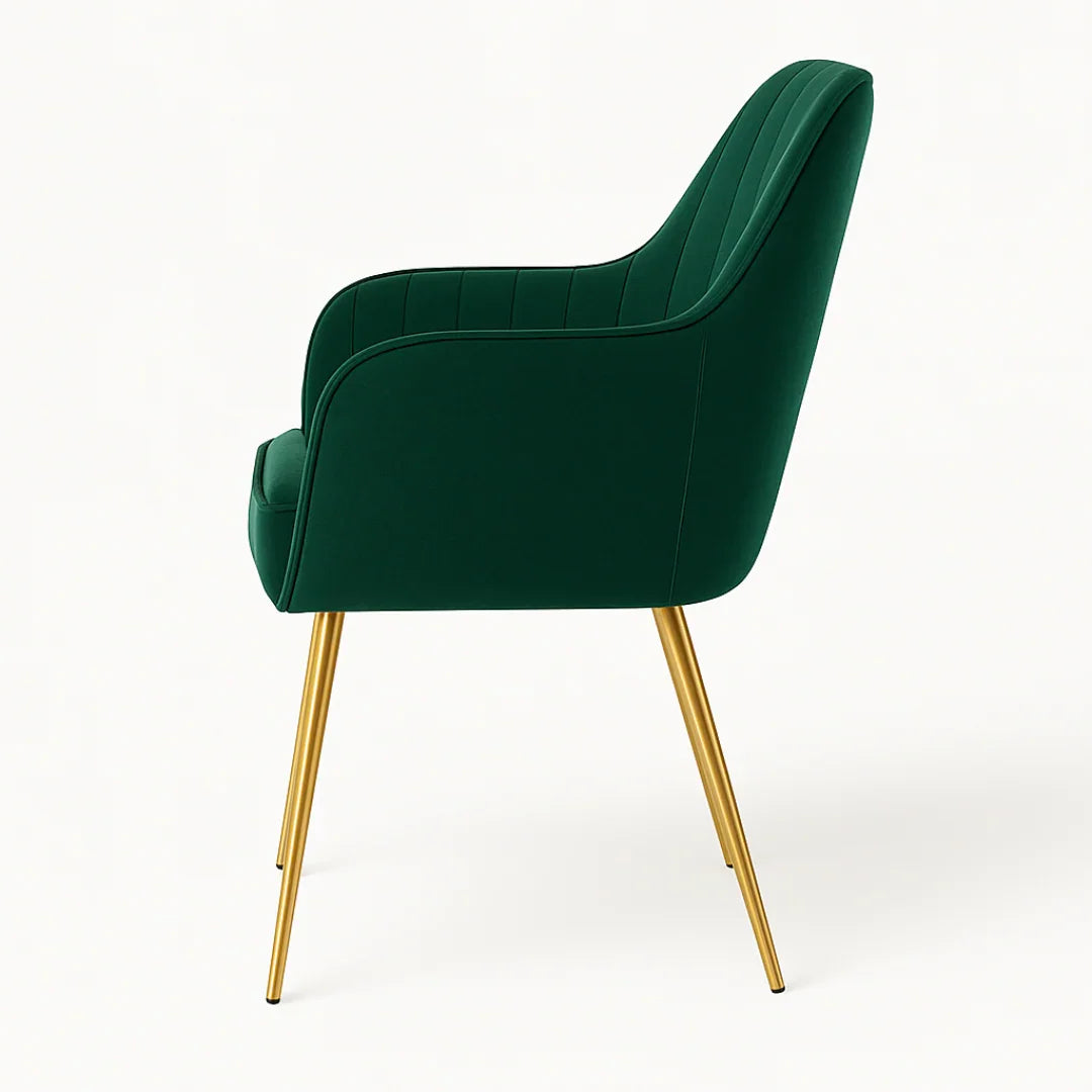 Wooden Twist Velour Modern Cafe Dining Chair Metal Legs