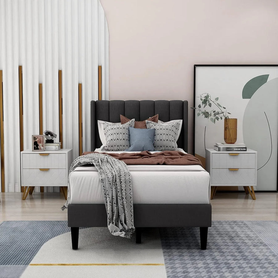 Deep Grey Velvet, Wingback Silhouette