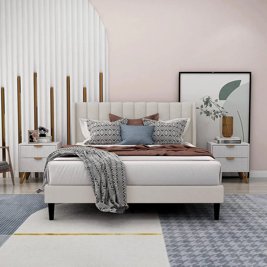 Upholstered In Elegant Beige Velvet