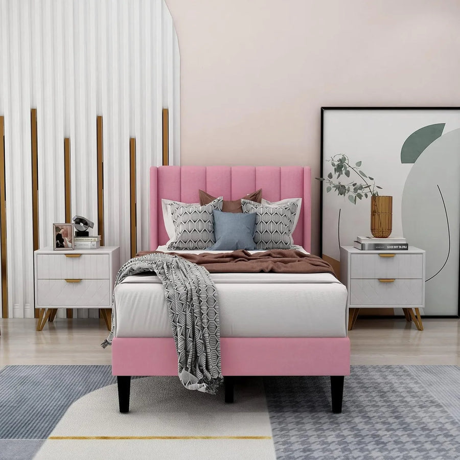 Soft Pink Velvet, Wingback Detail
