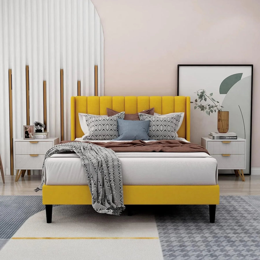 Sunny Yellow Velvet, Wingback Shape