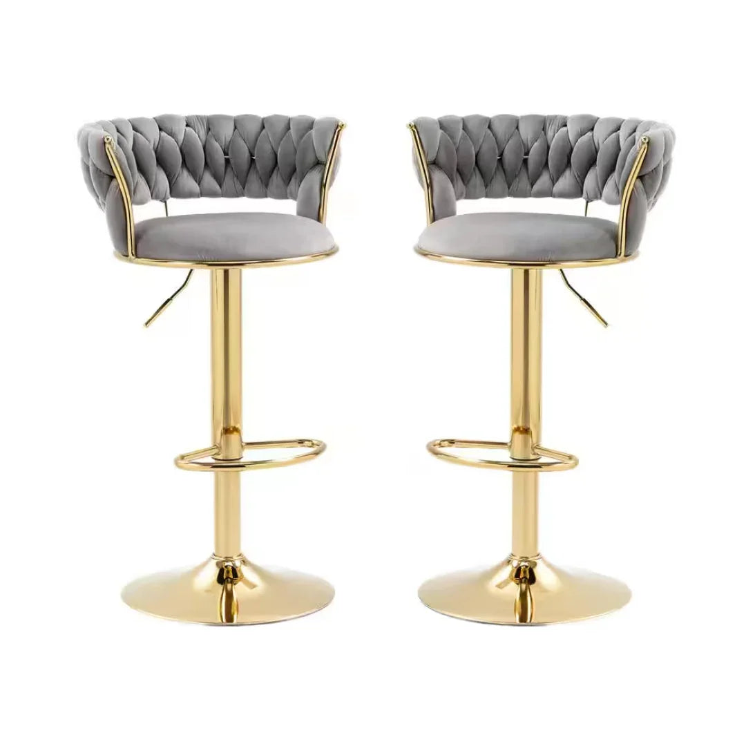 Wooden Twist Modern Cafe Bar Stool Chair With Golden Metal Frame Island Chairs