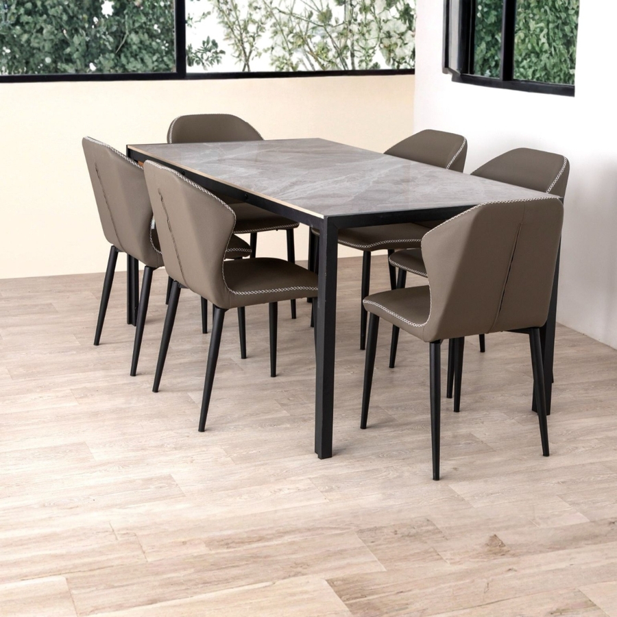 6 Premium PU Leather Chairs with Cushioned Comfort