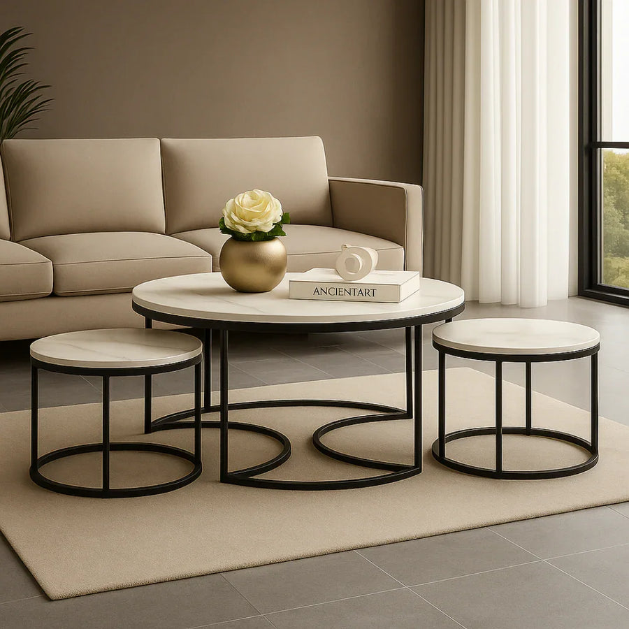 Premium Marble Tops, Metal Frame