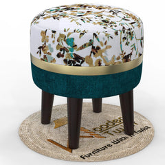 Wooden Twist Relish Puffy Ottoman Stool For Living Room ( Mustard & Green ) - Wooden Twist UAE