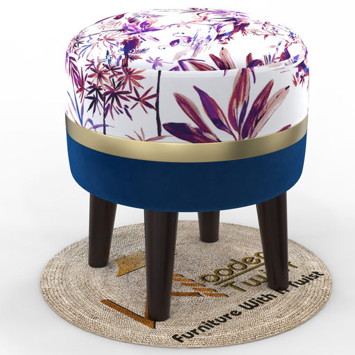 Wooden Twist Blush Puffy Ottoman Stool For Living Room ( Purple & Blue ) - Wooden Twist UAE
