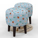 Wooden Twist Harlequin Puffy Ottoman Stool For Living Room ( Set of 2 ) - Wooden Twist UAE