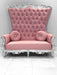 Wooden Twist Luxurious High Back Precio Maharaja Throne Chair In Teak Wood ( Pink ) - Wooden Twist UAE