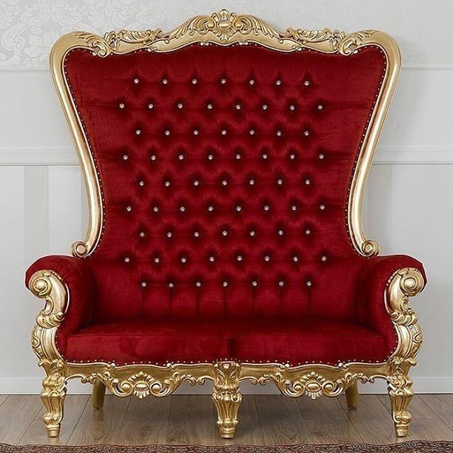 Wooden Twist Luxurious High Back Precio Maharaja Throne Chair In Teak Wood ( Maroon )