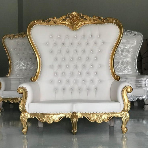 Wooden Twist Luxurious High Back Precio Maharaja Throne Chair In Teak Wood ( White ) - Wooden Twist UAE