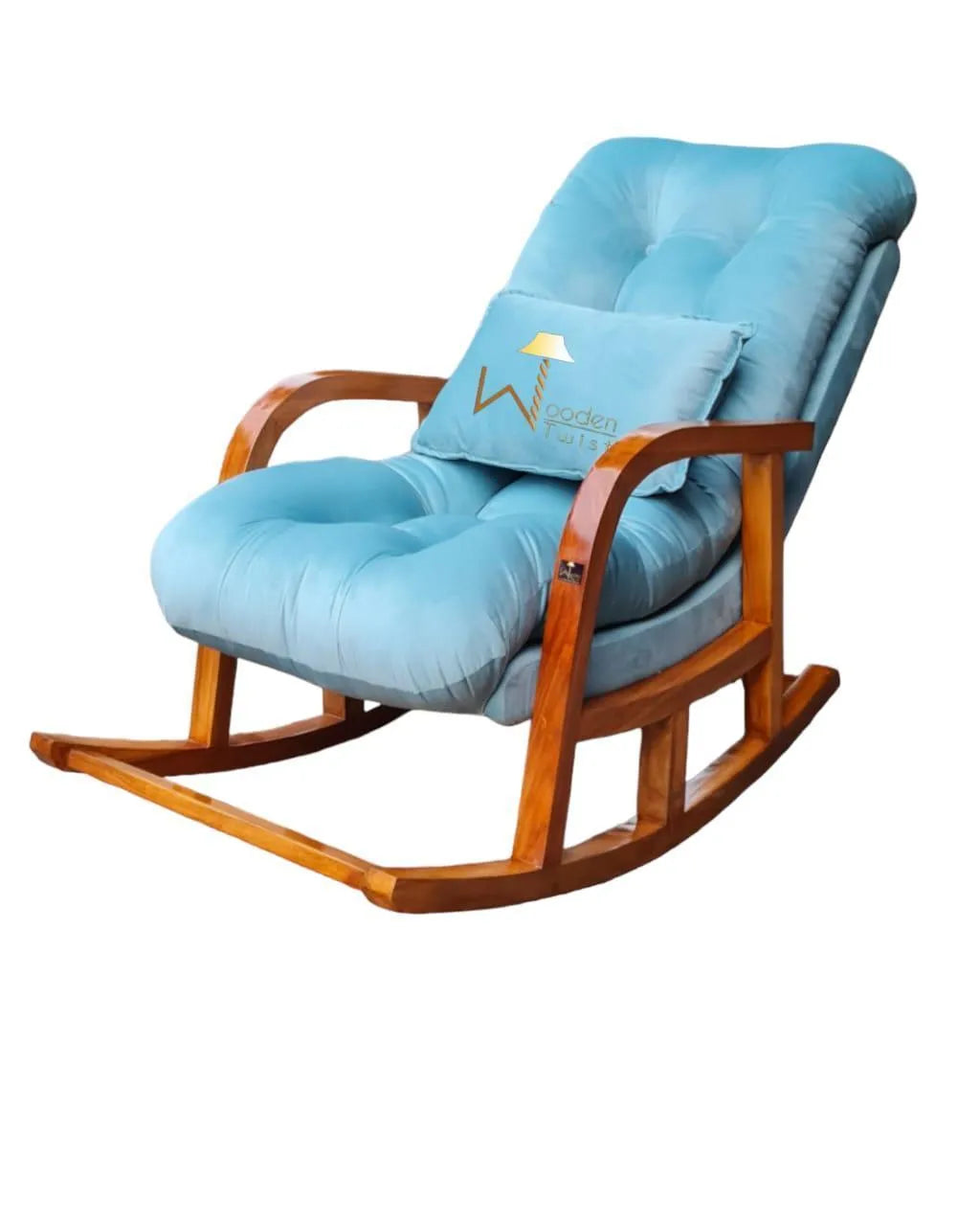 Rocking Chair Colonial and Traditional Super Comfortable Cushion Chair (Natural Polish) - Wooden Twist UAE