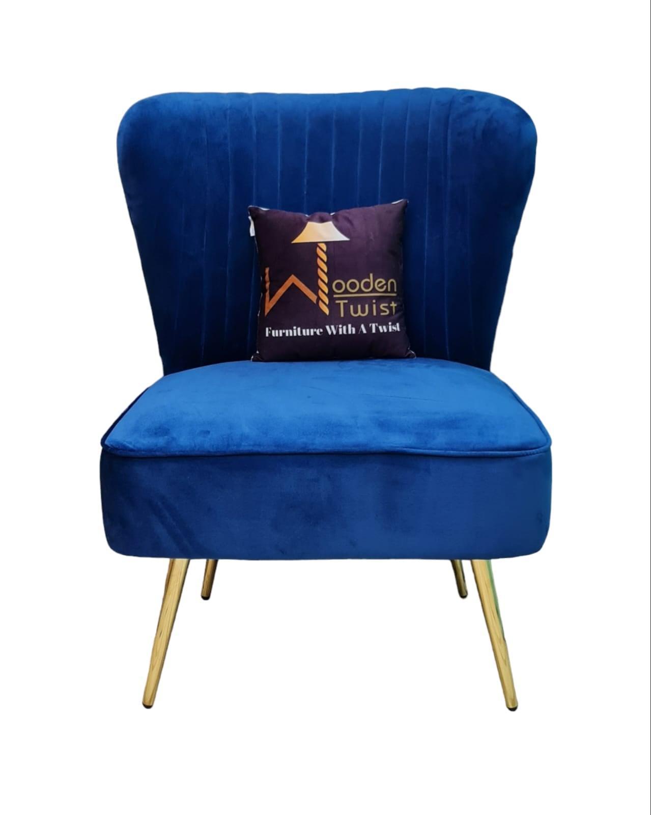 Modern Wide Tufted Velvet Wing Chair for Living Room (Metal Legs) - Wooden Twist UAE