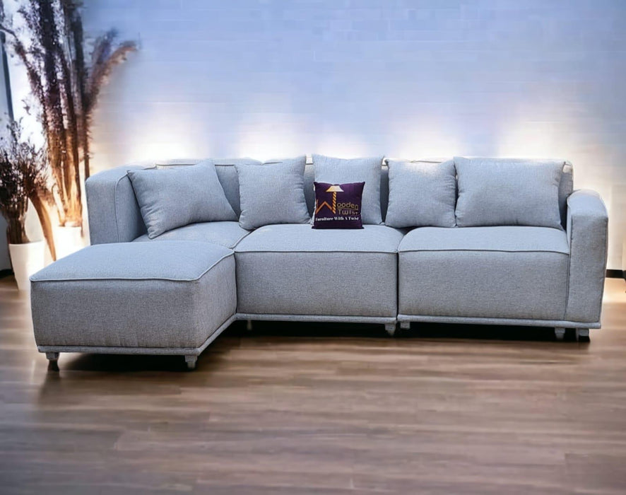 Madera Handmade Modular Sectional Sofa Set 5 Seater (Cream)