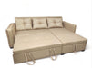 Wooden Twist Canape L-Shape Solid Wood Sofa Bed with 3 Cushions ( Beige ) - Wooden Twist UAE