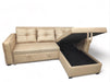 Wooden Twist Canape L-Shape Solid Wood Sofa Bed with 3 Cushions ( Beige ) - Wooden Twist UAE