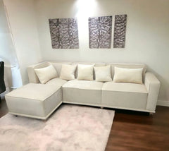 Madera Handmade Modular Sectional Sofa Set 5 Seater (Cream) - Wooden Twist UAE