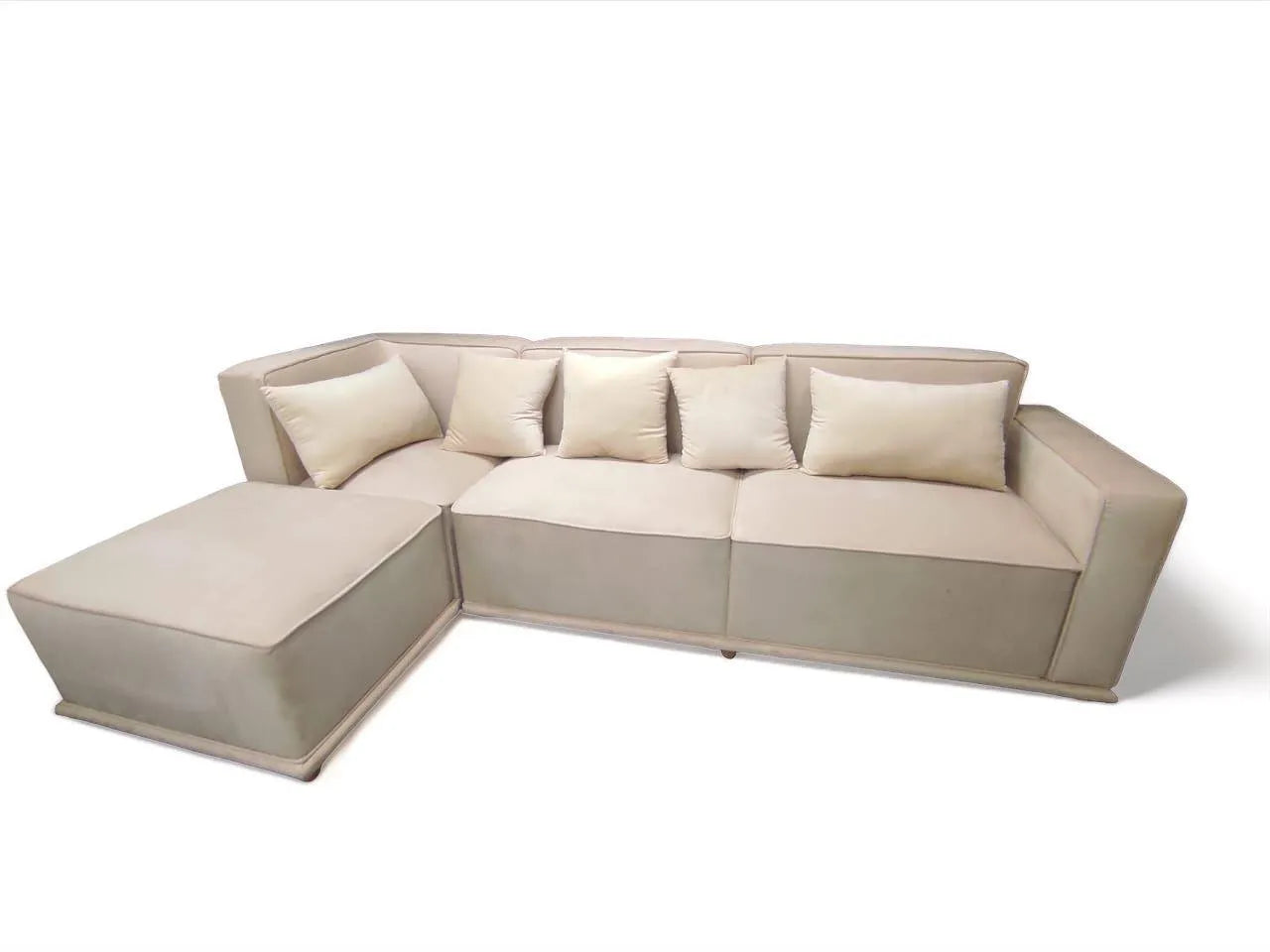 Madera Handmade Modular Sectional Sofa Set 5 Seater (Cream) - Wooden Twist UAE