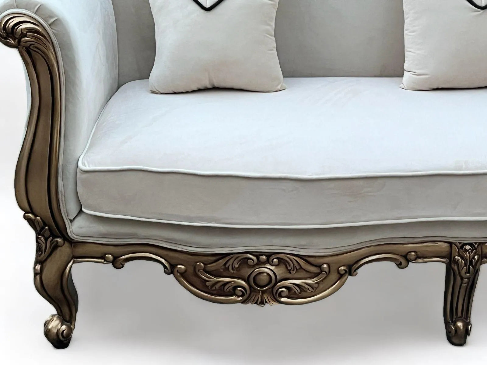 Handmade Royal Antique Gold Finish Carved Vintage Sofa (3 Seater) - Wooden Twist UAE