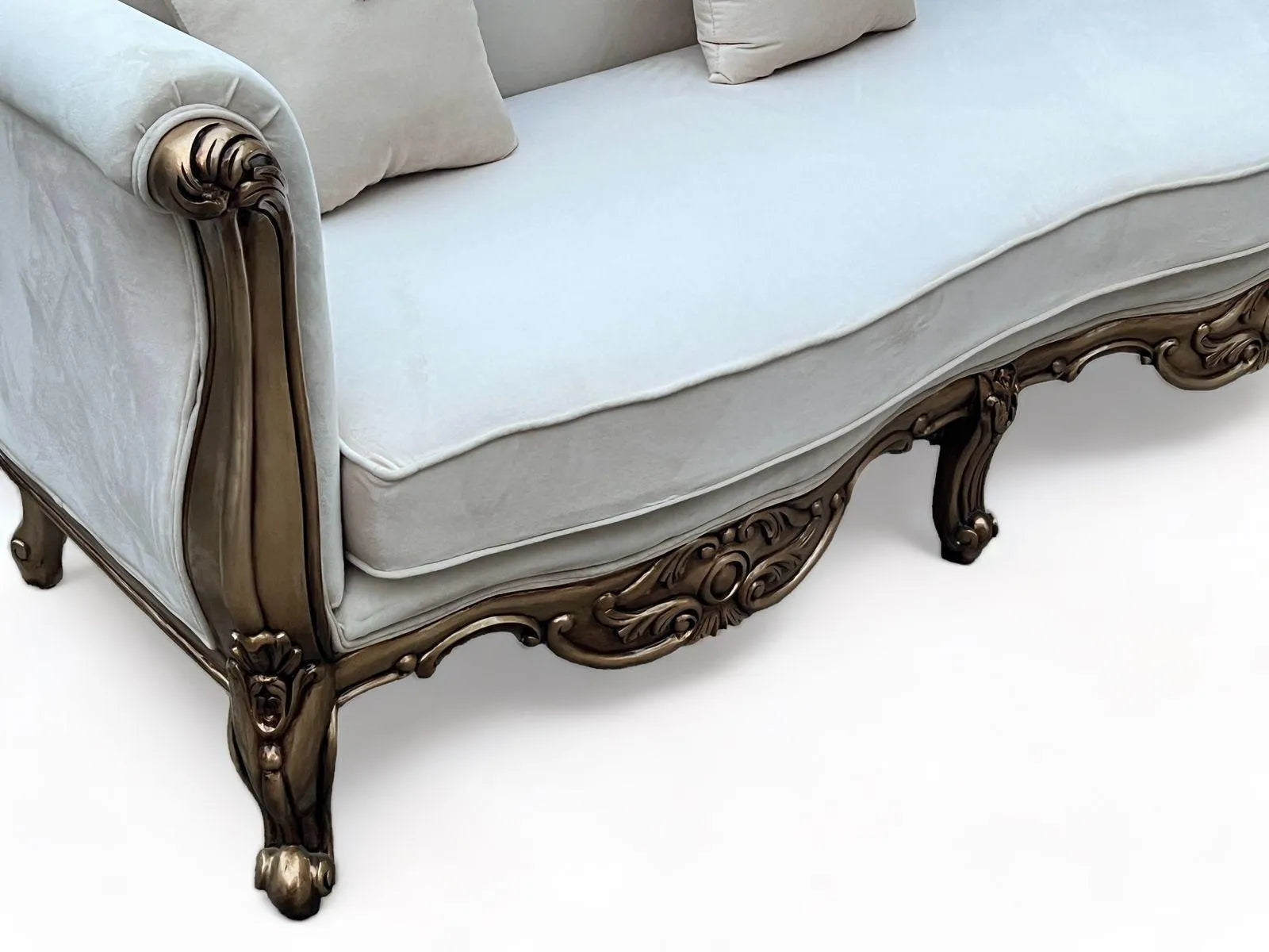 Handmade Royal Antique Gold Finish Carved Vintage Sofa (3 Seater) - Wooden Twist UAE