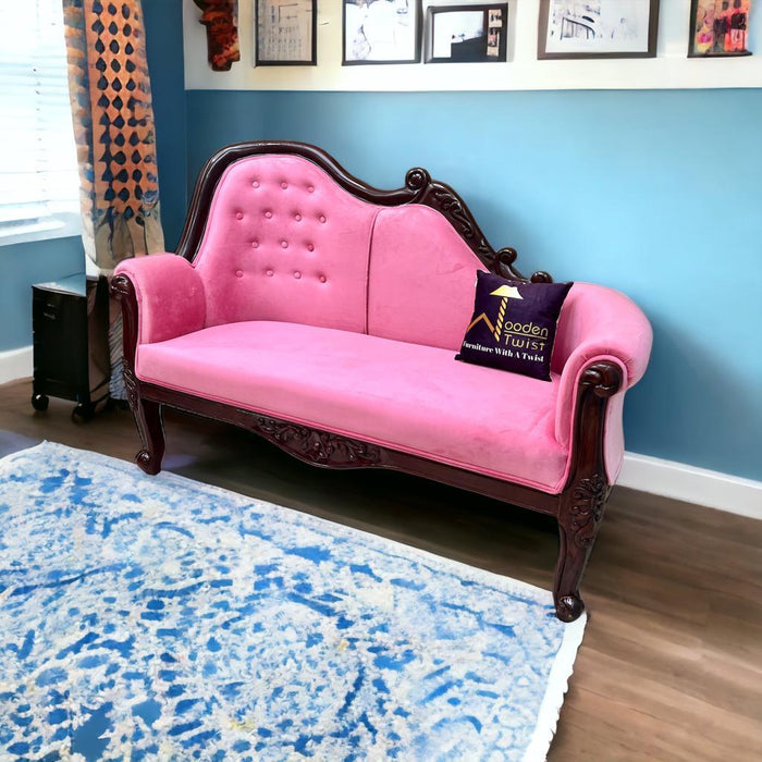 أريكة خشبية مصممة للمنزل والمكتب أريكة صالة (وردي)