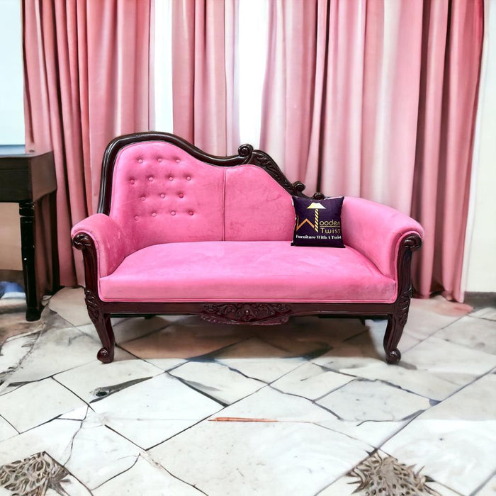 أريكة خشبية مصممة للمنزل والمكتب أريكة صالة (وردي)