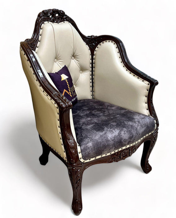 Wooden Twist Hand Carved Baroque Style Sofa Chair - Wooden Twist UAE
