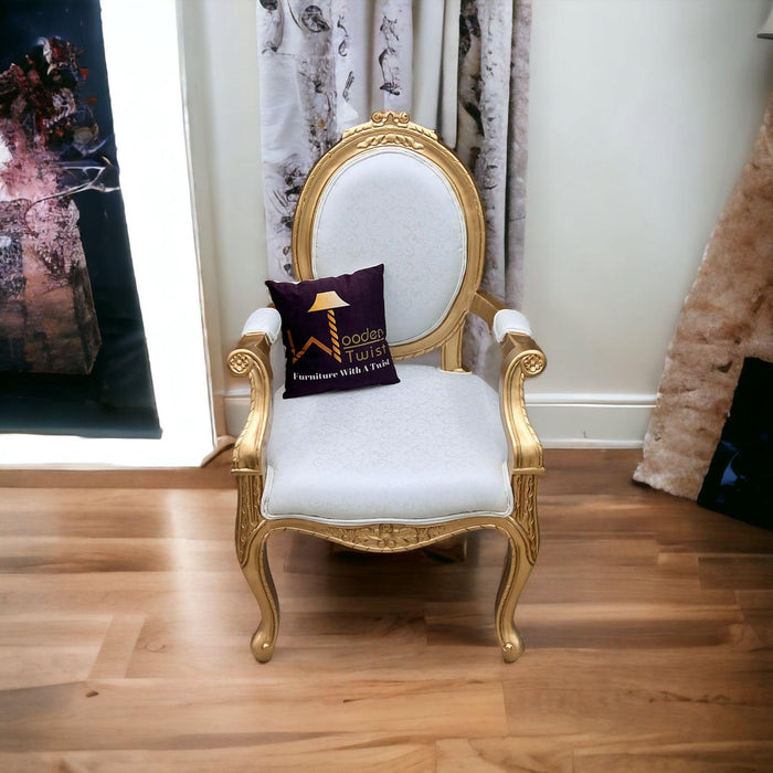 Handmade Wooden Armrest Chair (Gold Finish) - Wooden Twist UAE