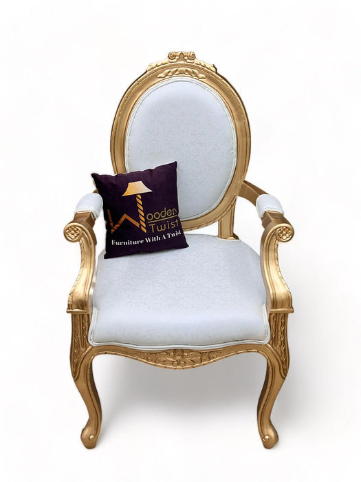 Handmade Wooden Armrest Chair (Gold Finish)