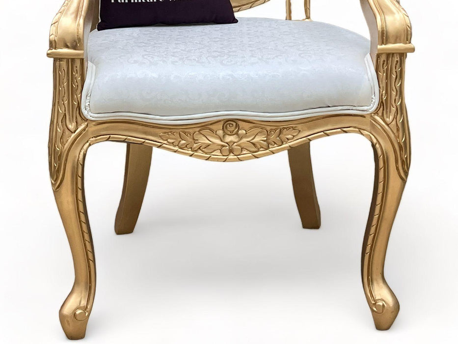 Handmade Wooden Armrest Chair (Gold Finish)