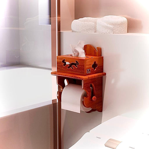 Wooden Beautiful Design 2 Compartments Tissue Box & Napkin Holder - Wooden Twist UAE