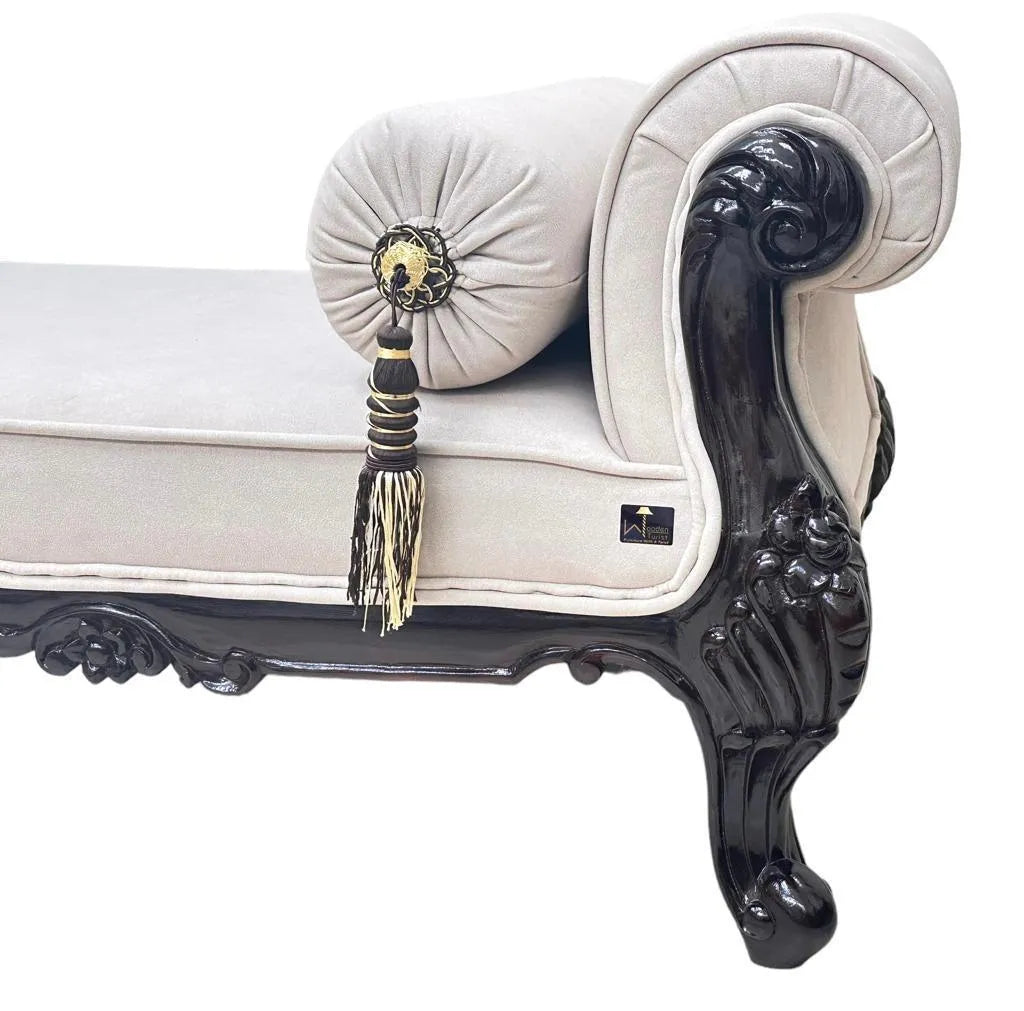 Wooden Twist Hand Carved Traditional Teak Wood 3 Seater Bench ( Cream/Off White ) - Wooden Twist UAE