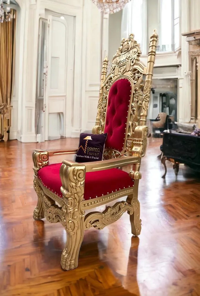 Luxurious High Back Throne Chair - Wooden Twist UAE