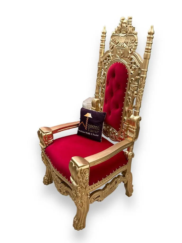 Luxurious High Back Throne Chair - Wooden Twist UAE