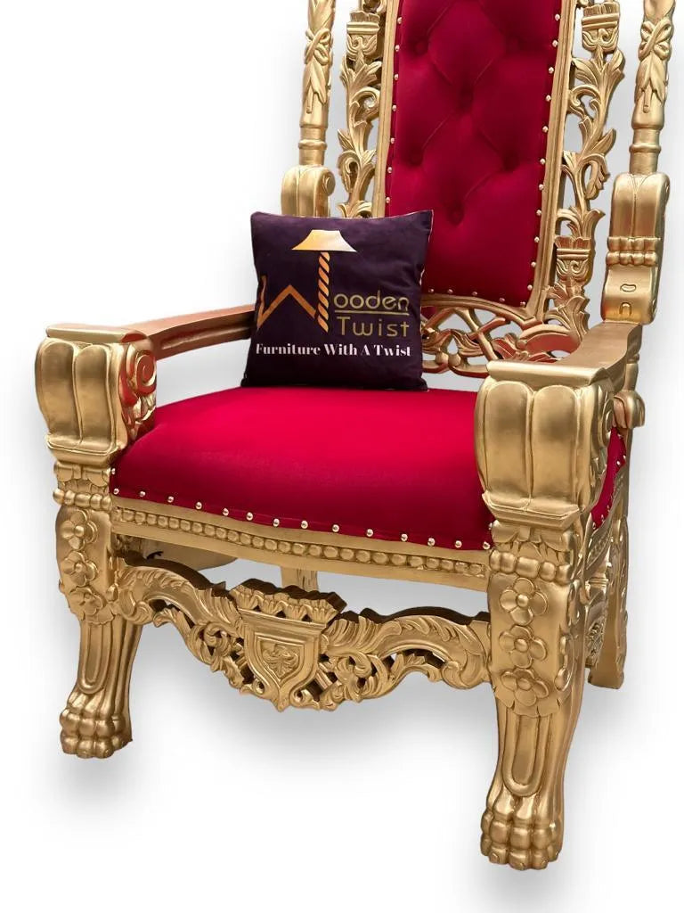 Luxurious High Back Throne Chair - Wooden Twist UAE