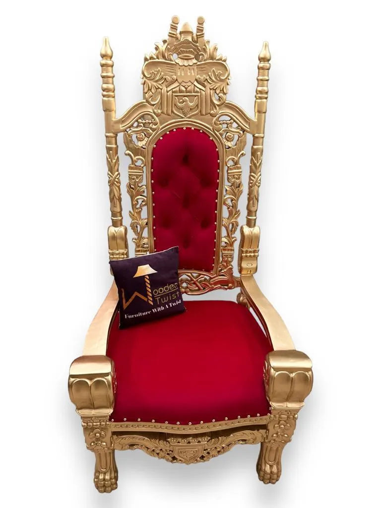 Luxurious High Back Throne Chair - Wooden Twist UAE