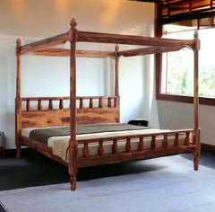 Wooden Twist Eccentric Handmade Teak Wood Poster Bed - Wooden Twist UAE