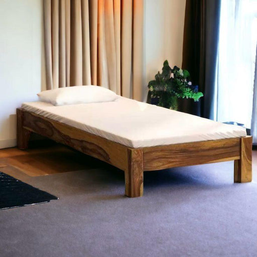 Wooden Twist Solo Handmade Teak Wood Single Bed ( Brown ) - Wooden Twist UAE