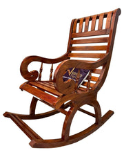 Wooden Twist Lurch Handmade Teak Wood Honey Finish Rocking Chair - Wooden Twist UAE