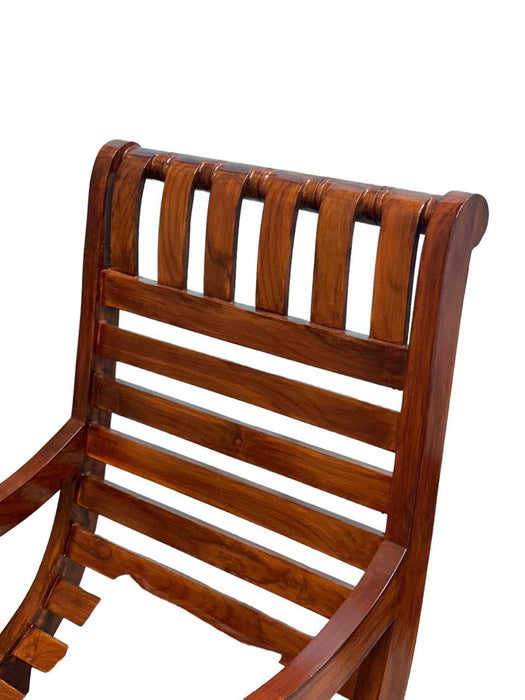 Wooden Twist Lurch Handmade Teak Wood Honey Finish Rocking Chair - Wooden Twist UAE