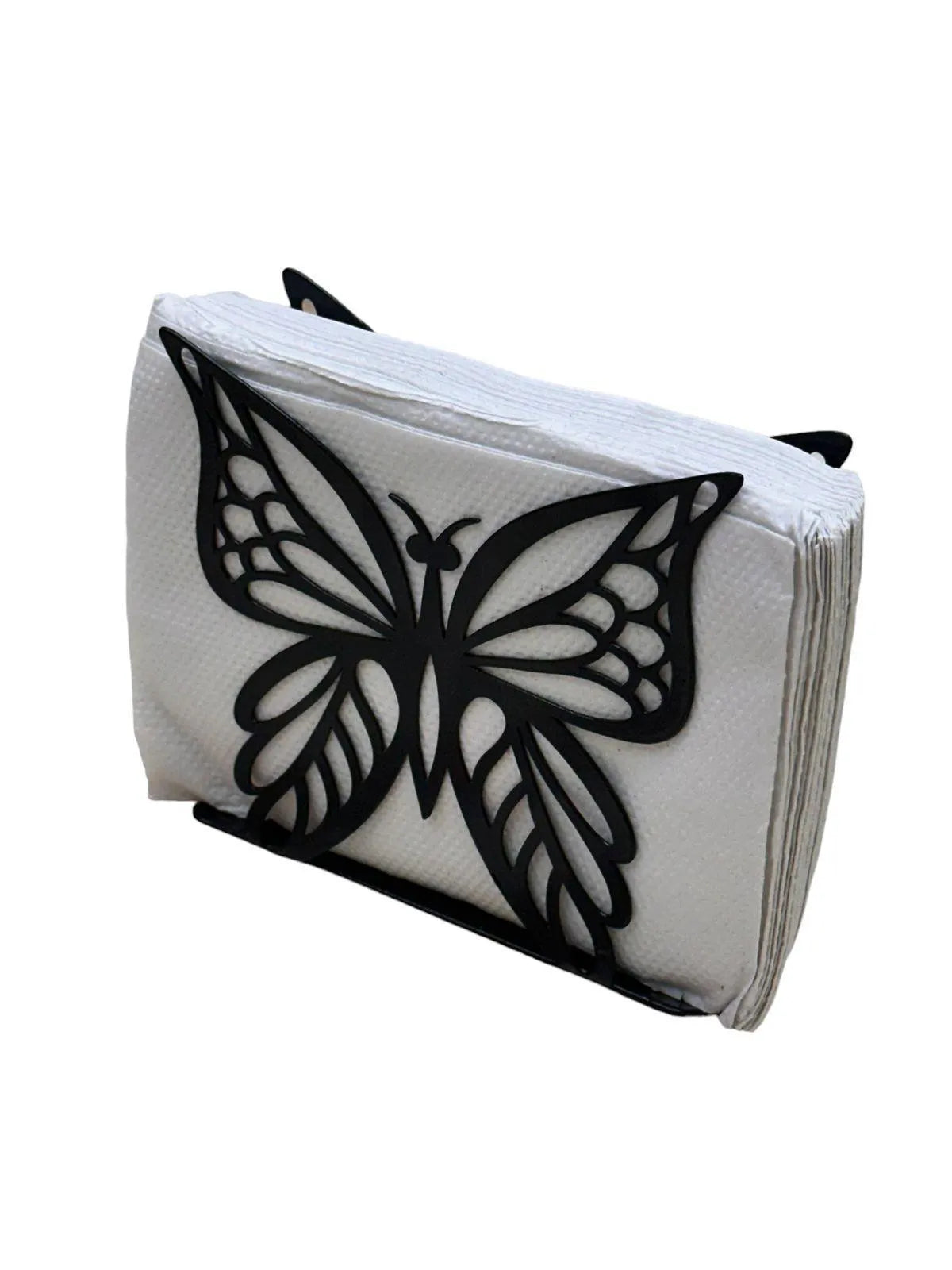 Wooden Twist Butterfly Design Tableware Wrought Iron Napkin Tissue Holder Kitchen Organizer - Wooden Twist UAE