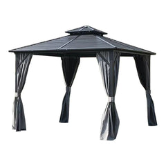 Wooden Twist Waxed Garden Gazebo with Waterproof Curtain and Mosquito Net ( Grey ) - Wooden Twist UAE