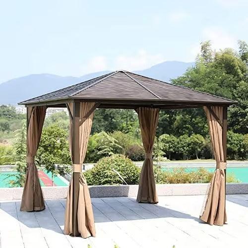 Wooden Twist Tranquil Aluminum Outdoor Pergola Gazebo Perfect for Cozy Gatherings 3 x 3 Meters - Wooden Twist UAE