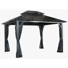 Wooden Twist Double-Roof Open-Air Retreat Iron Garden Pergola Gazebo 3x3.65 Meter - Wooden Twist UAE