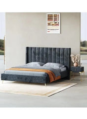 Wooden Twist Idyllic Modernize Velvet Upholstery Bed for Luxury Bedroom - Wooden Twist UAE