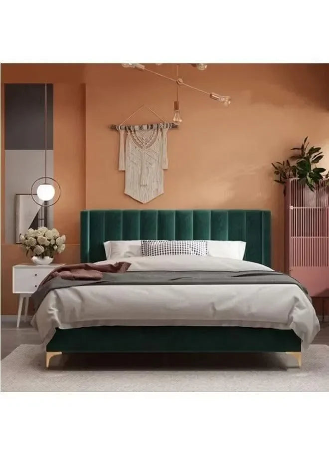 A Green Velvet Bed for a Luxury Bedroom